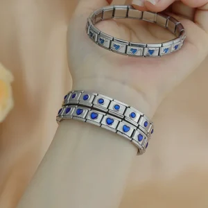 Blue Heart and Star Italian Charm Bracelet