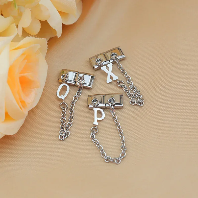 Silver Initial Safety Chain Italian Charms - Image 3