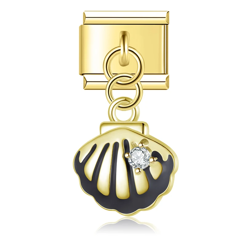 Gold Starfish and Seashell Dangle Italian Charms - Image 2