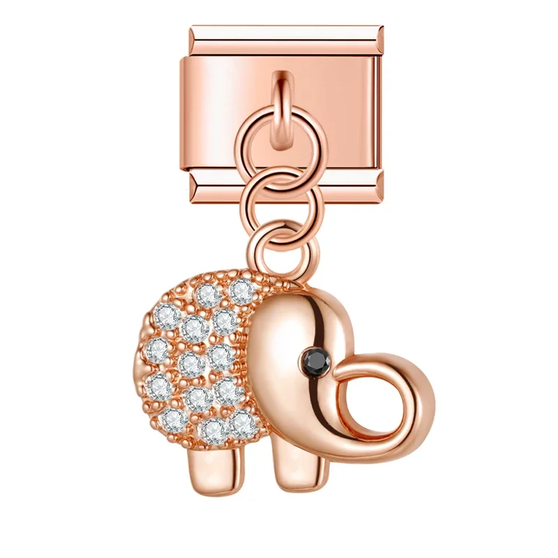 Crystal Butterfly and Elephant Dangle Italian Charms - Image 7