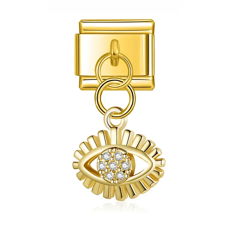 Crystal Eye, Hamsa and Lips Dangle Italian Charms - Image 10