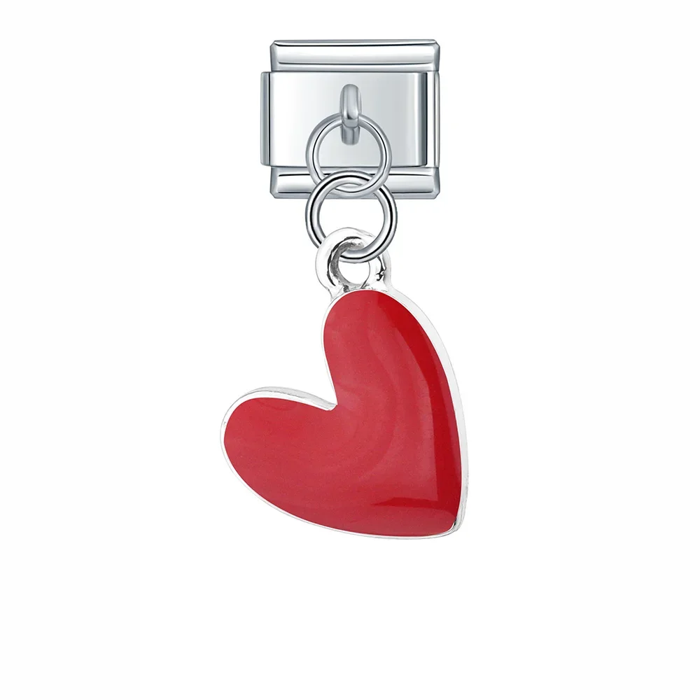 Enamel Heart Dangle Italian Charms - Image 14