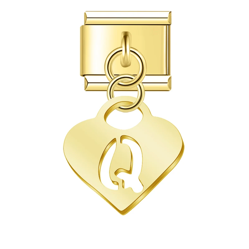 Gold Heart Initial Dangle Italian Charms - Image 18