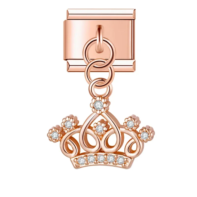Rose Gold Crystal Symbol Dangle Italian Charms - Image 20