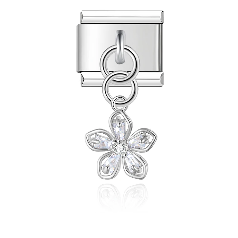Crystal Flower Dangle Italian Charms - Image 11