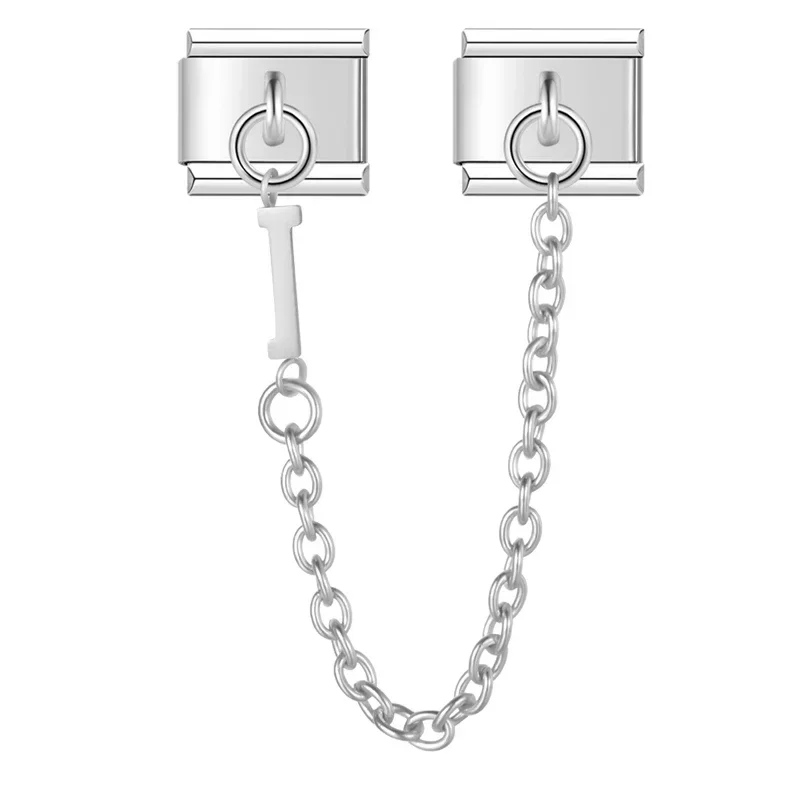 Silver Initial Safety Chain Italian Charms - Image 12