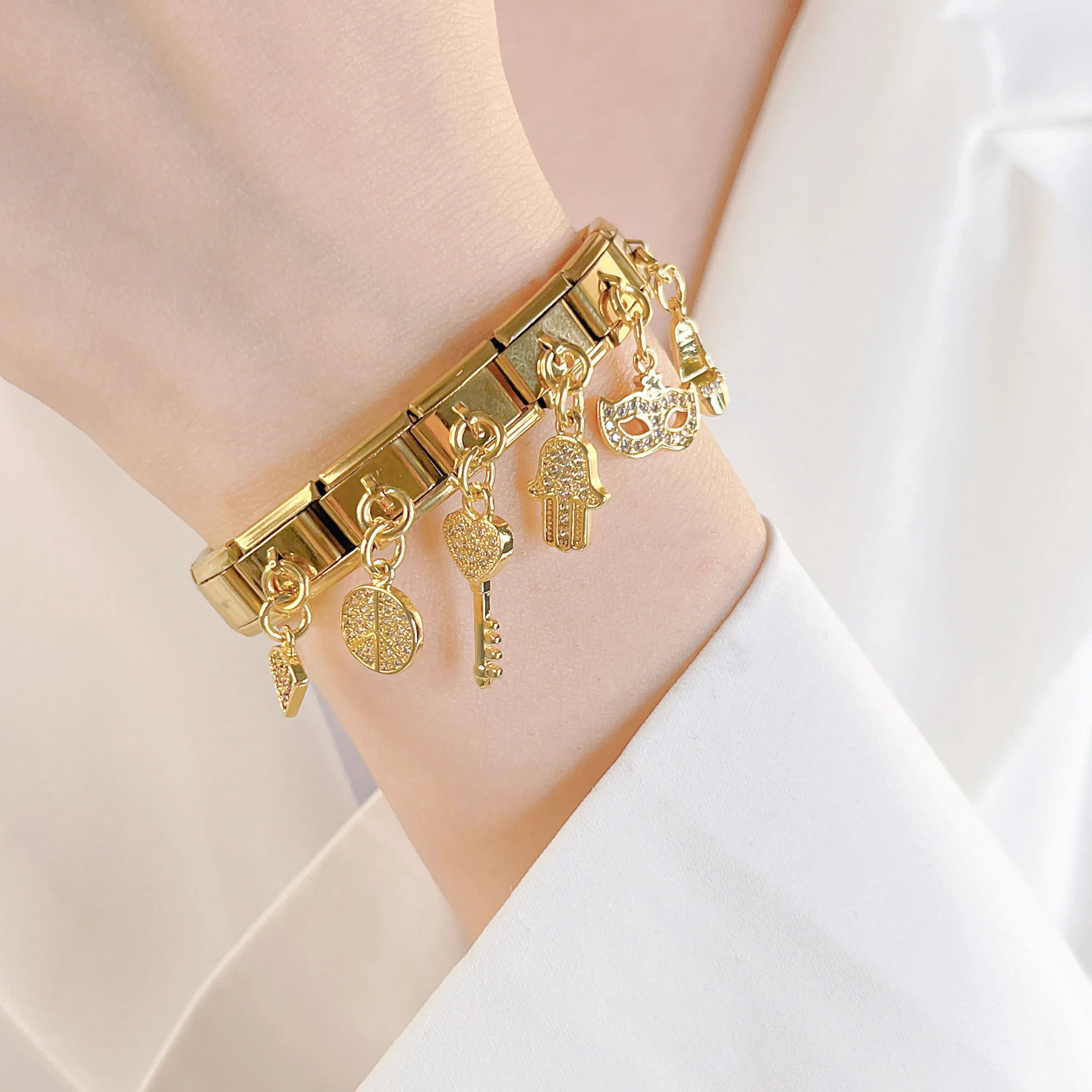Sparkle Fruit and Key Italian Charms - Image 3