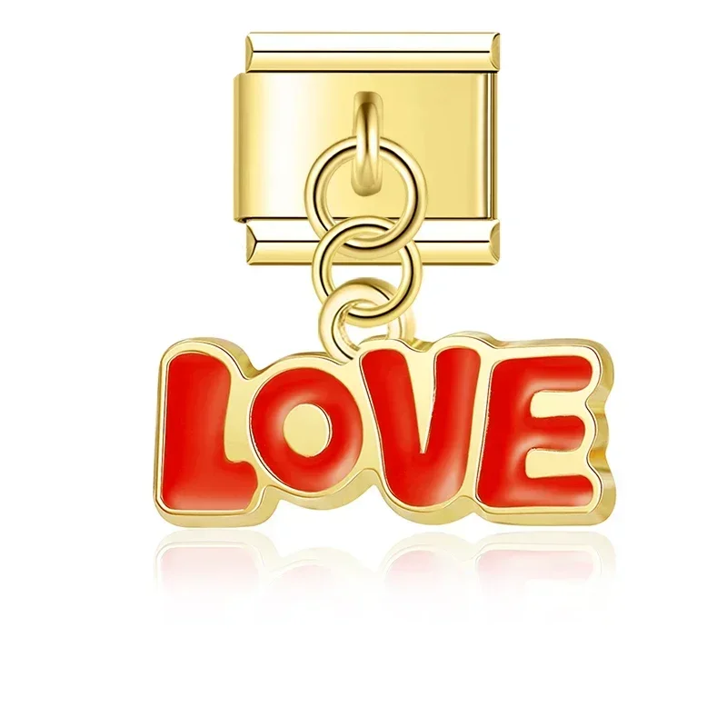 Gold Love, Lips and Lollipop Dangle Italian Charms