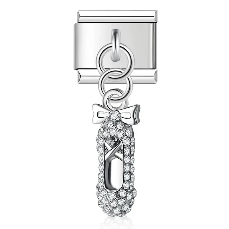 Rose Gold and Silver Love Dangle Italian Charms - Image 11