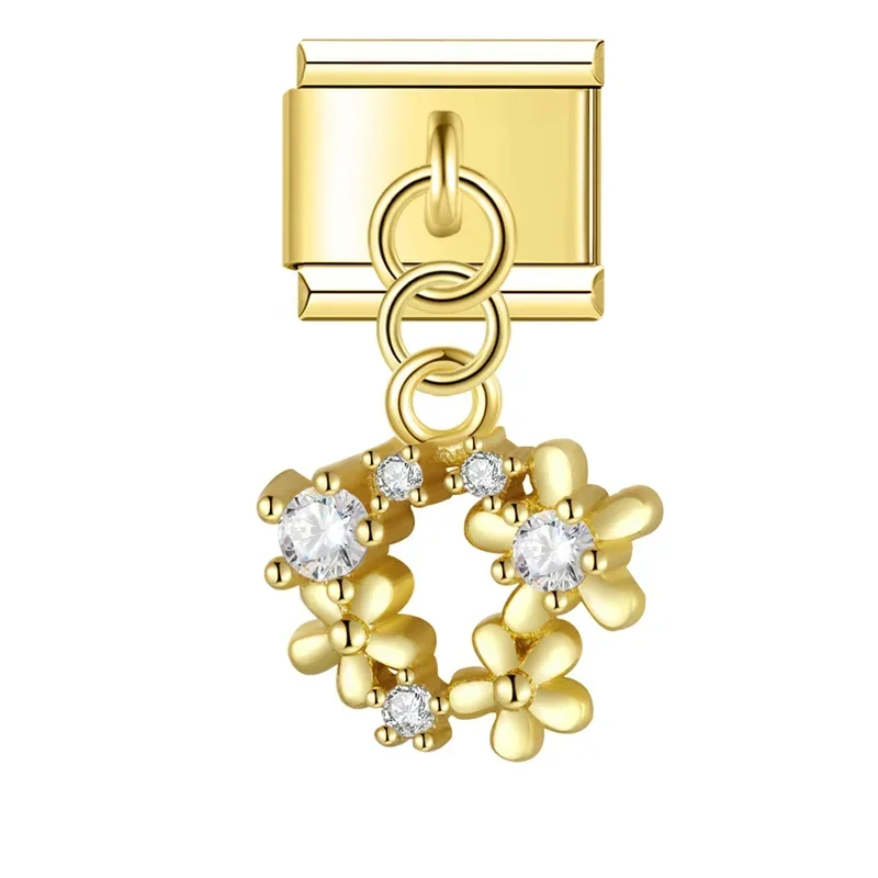 Crystal Compass and Flower Dangle Italian Charms - Image 5