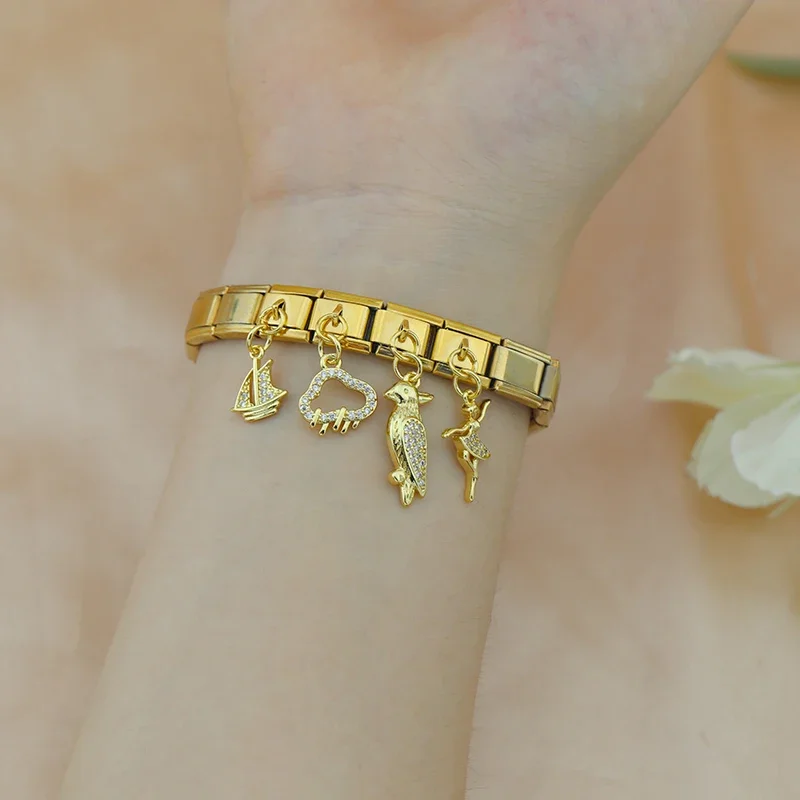 Gold Crystal Dangle Italian Charms - Image 2