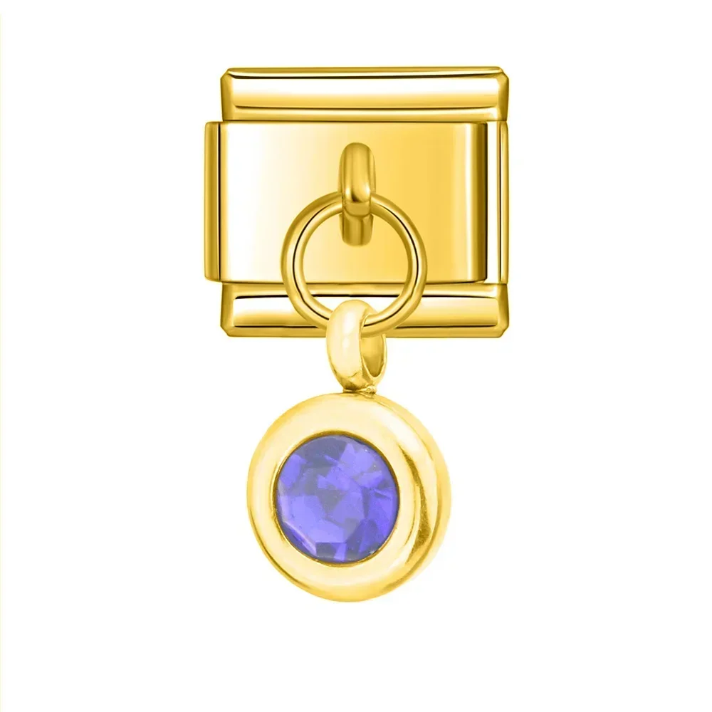 Petite Gold Birthstone Drop Italian Charm - Image 13