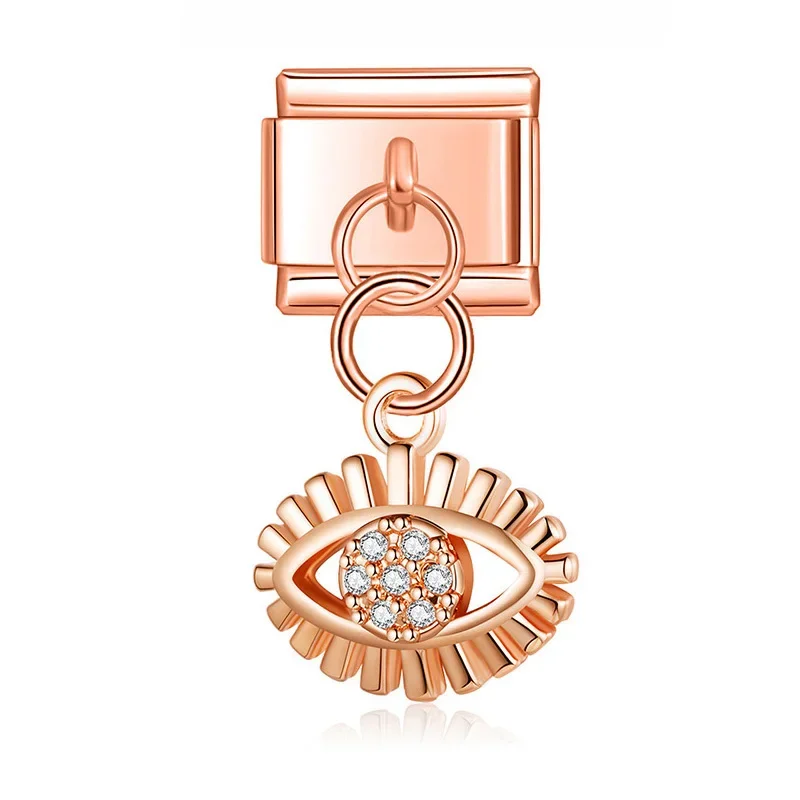 Crystal Eye, Hamsa and Lips Dangle Italian Charms - Image 9