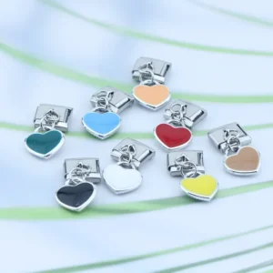 Enamel Heart Dangle Italian Charms