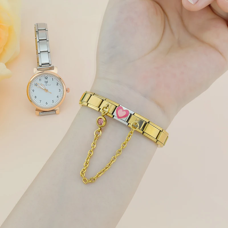 Crystal Safety Chain Gold Italian Charms - Image 2