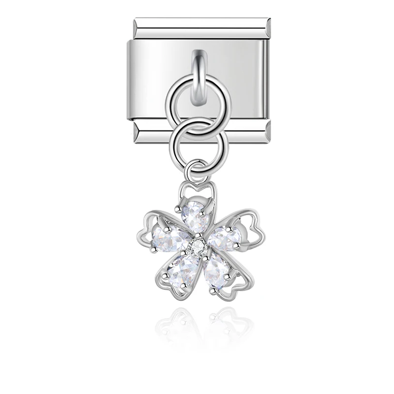 Crystal Flower Dangle Italian Charms - Image 9