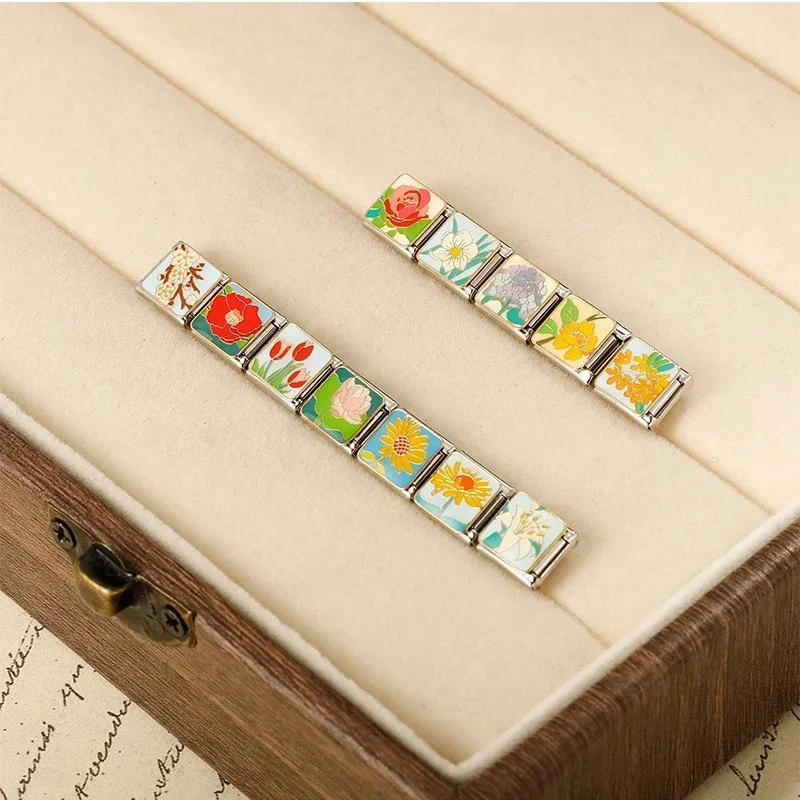 Painted Flower Italian Charms