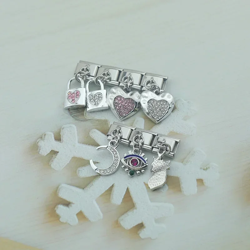 Heart, Moon and Lock Dangle Italian Charms - Image 3