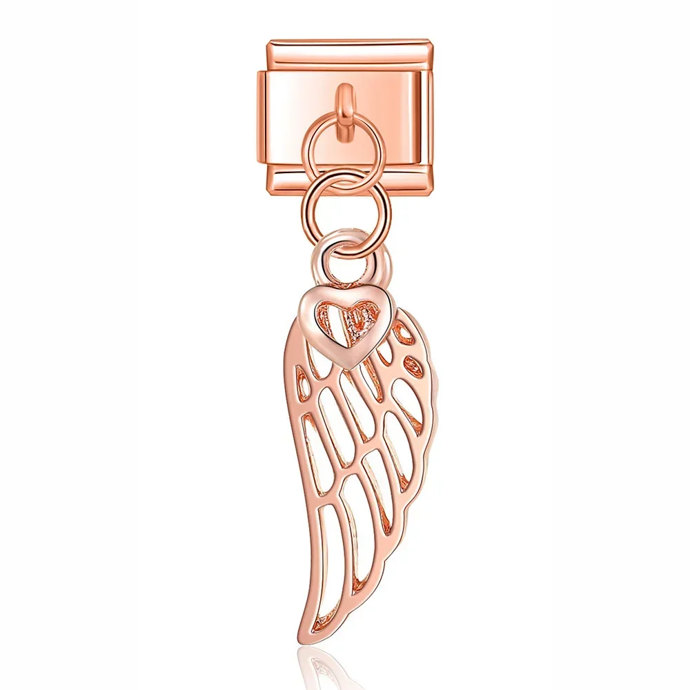 Rose Gold and Silver Love Dangle Italian Charms - Image 8
