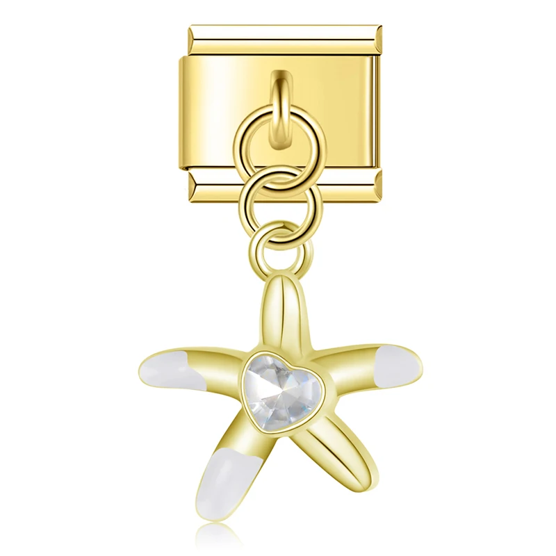 Gold Starfish and Seashell Dangle Italian Charms - Image 5