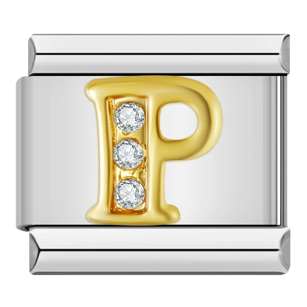 Gold Crystal Letter Italian Charms A to Z - Image 9