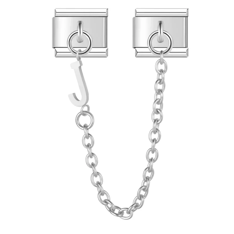 Silver Initial Safety Chain Italian Charms - Image 13