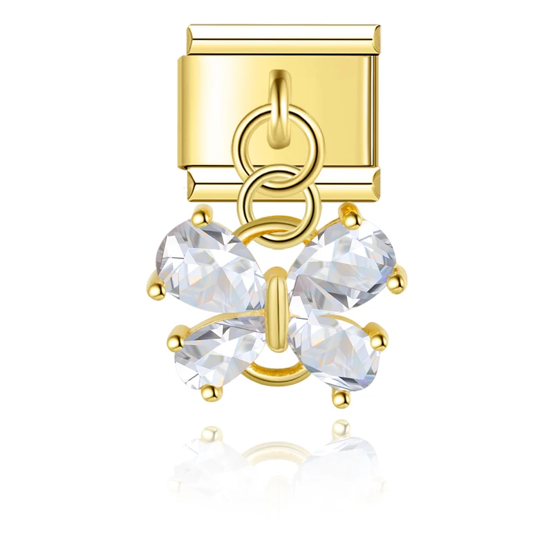 Crystal Crown and Star Gold Dangle Italian Charms - Image 7