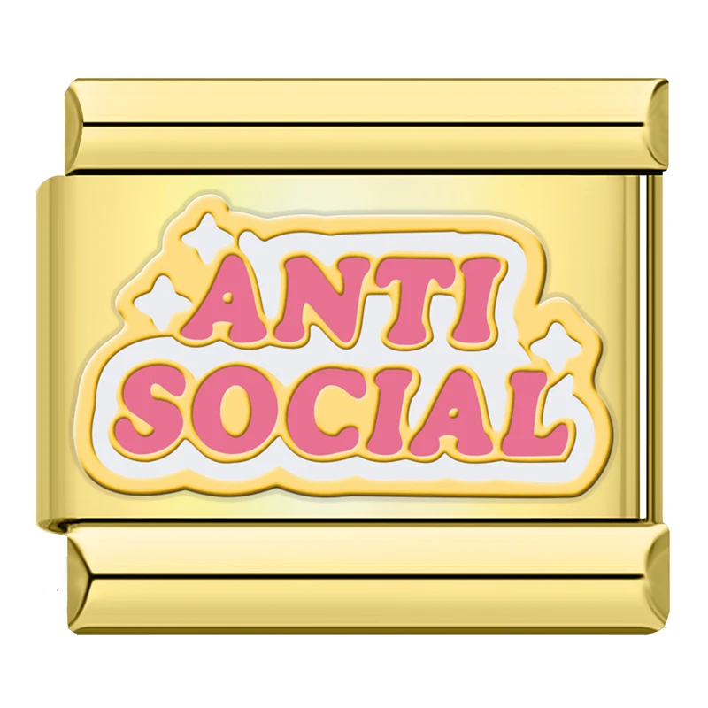 Retro Slogan Gold Italian Charms