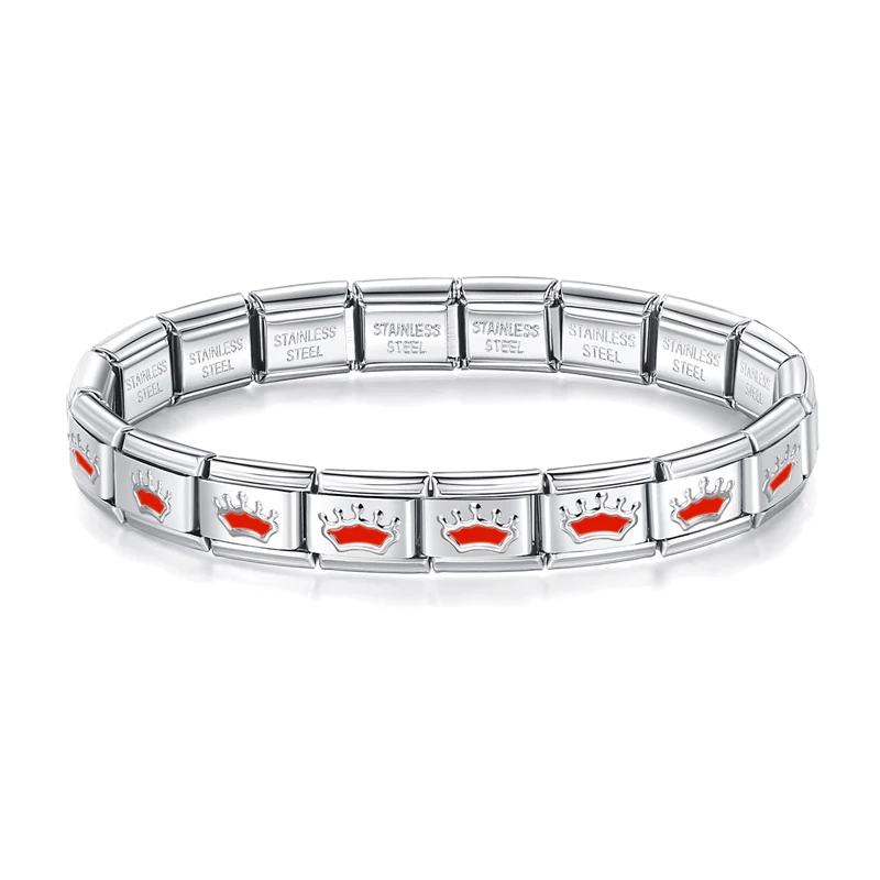 Red Heart and Crown Italian Charm Bracelet - Image 10