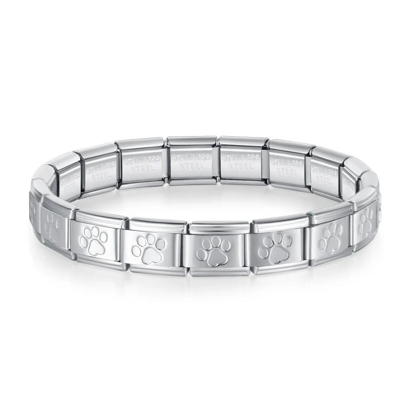 Moon, Flower and Paw Italian Charm Bracelet - Image 6