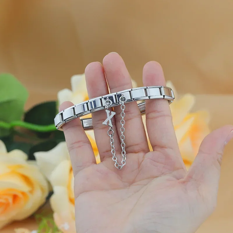 Silver Initial Safety Chain Italian Charms - Image 2