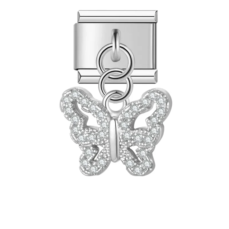 Crystal Butterfly and Elephant Dangle Italian Charms - Image 9