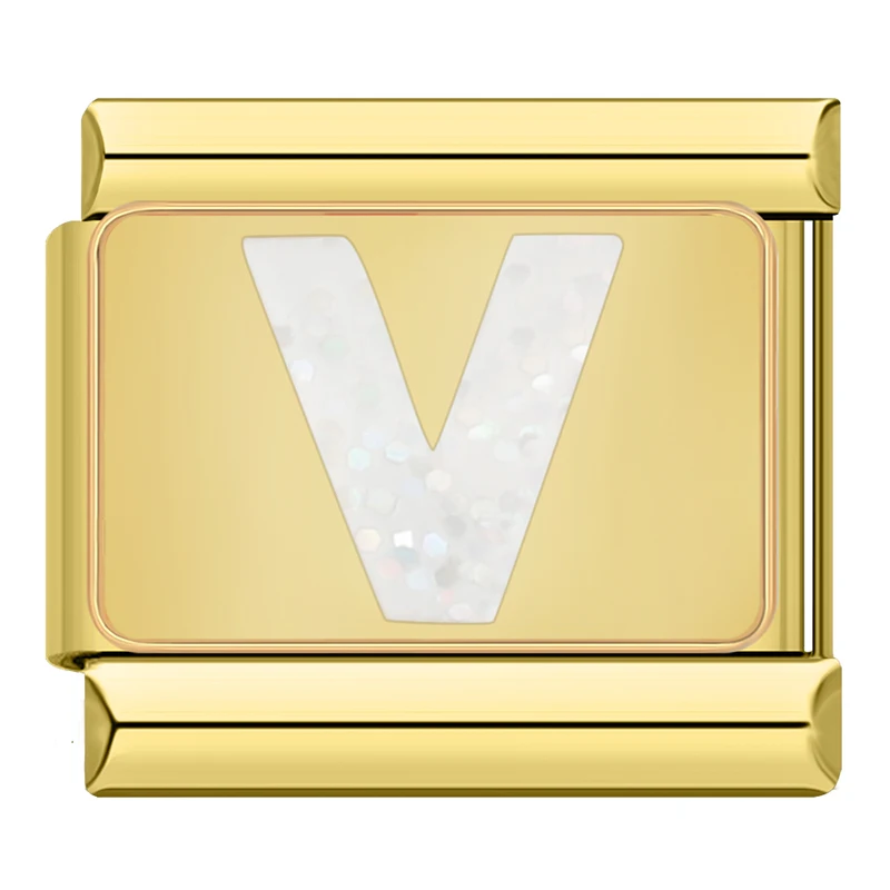 Sparkle Gold Letter Italian Charms - Image 10