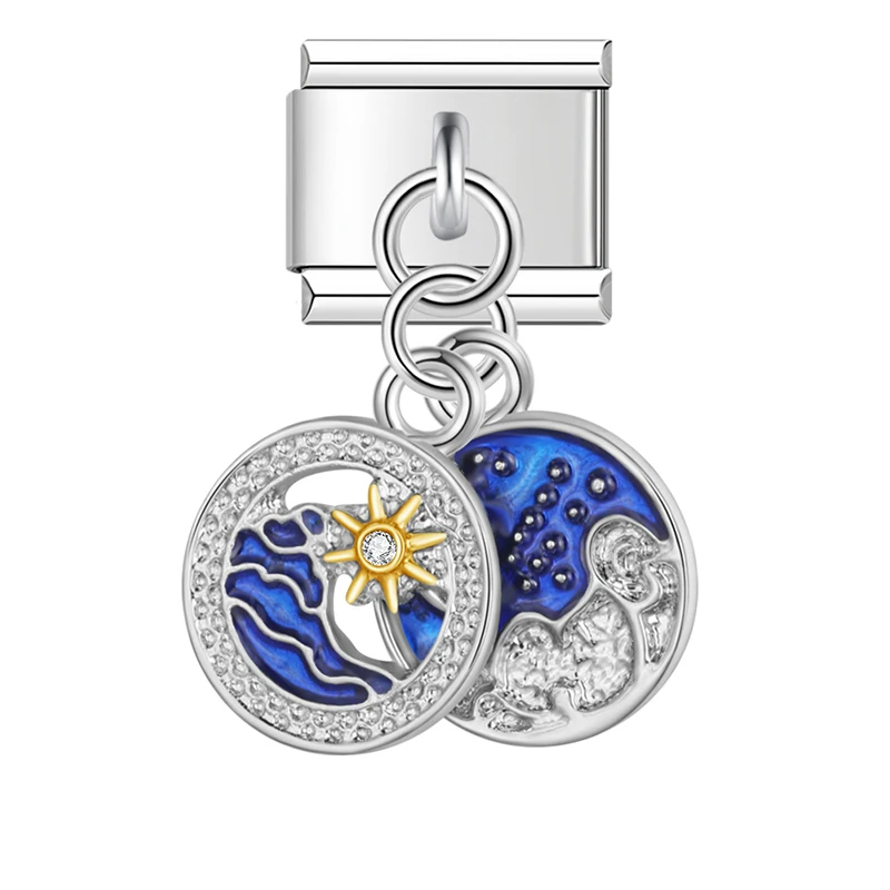 Moon, Flower and Butterfly Dangle Italian Charms