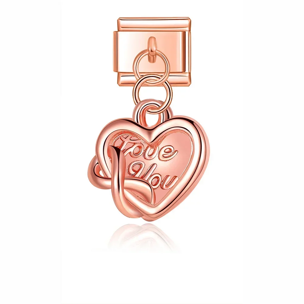 Heart, Rainbow and Feather Dangle Italian Charms - Image 9