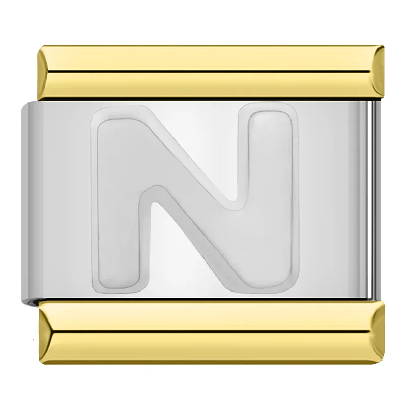 Engraved Letter Gold Frame Italian Charms