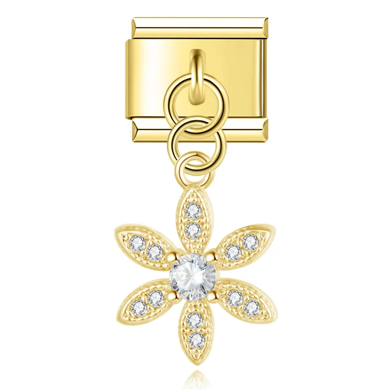 Crystal Flower and Puppy Dangle Italian Charms - Image 13