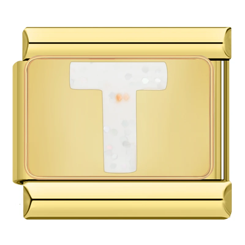 Sparkle Gold Letter Italian Charms
