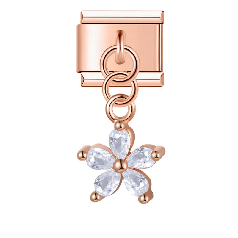 Crystal Compass and Flower Dangle Italian Charms - Image 9
