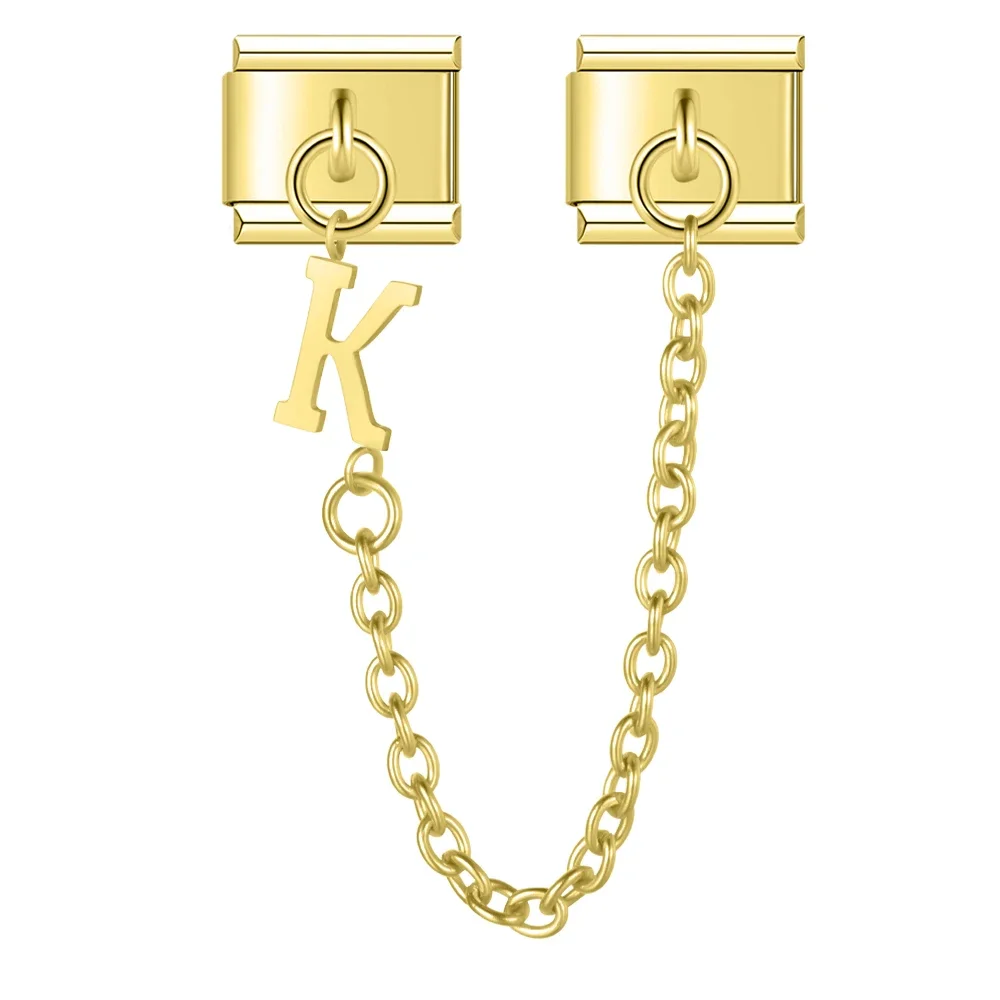 Gold Initial Safety Chain Italian Charms - Image 15