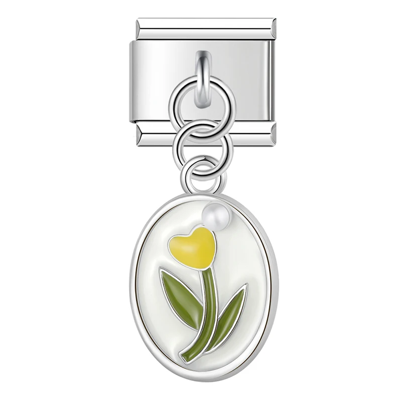 Tulip Cameo Dangle Italian Charms - Image 3