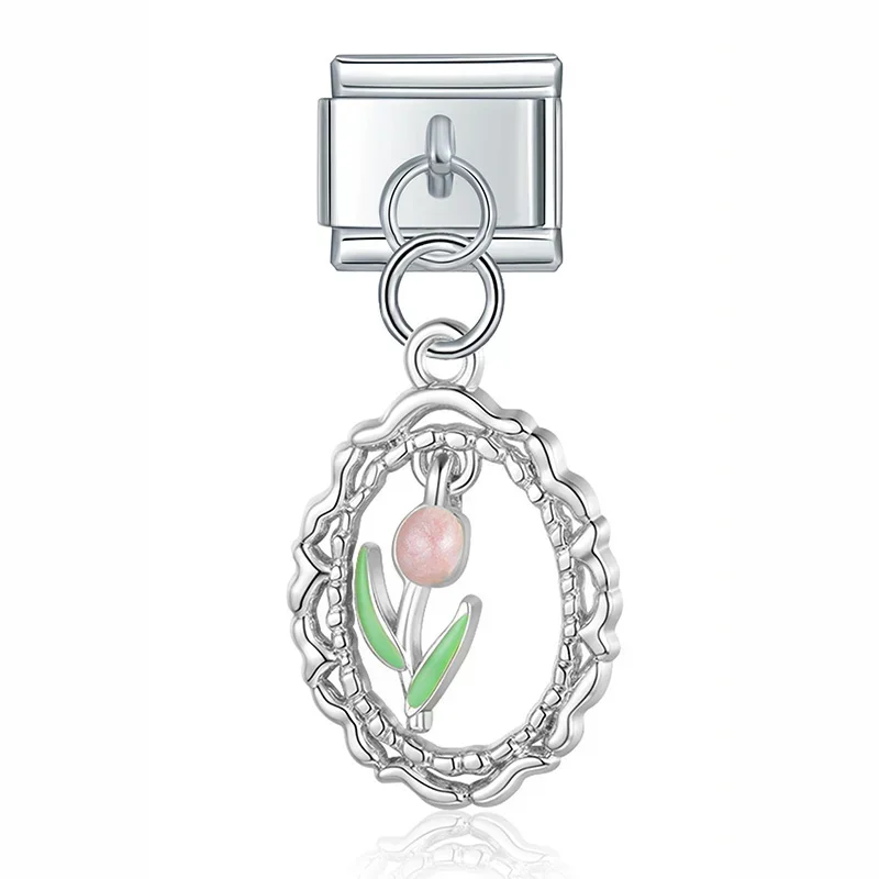 Moonstone Tulip and Heart Dangle Italian Charms - Image 13