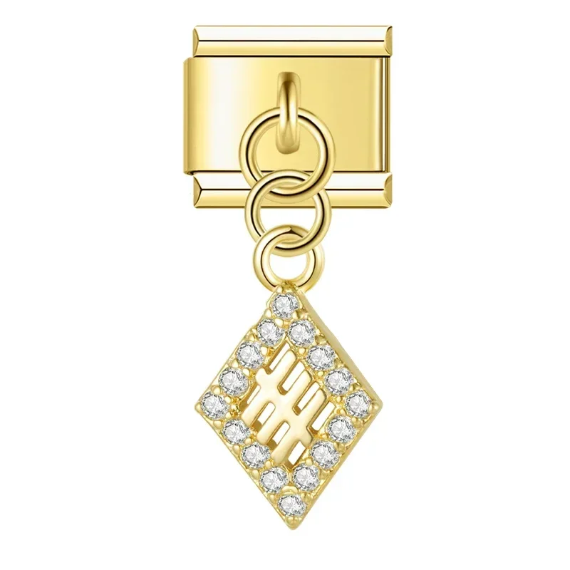 Gold Crystal Symbol Dangle Italian Charms - Image 23
