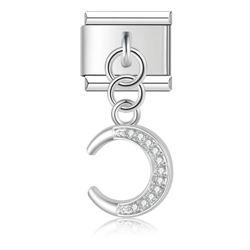 Heart, Moon and Lock Dangle Italian Charms - Image 9