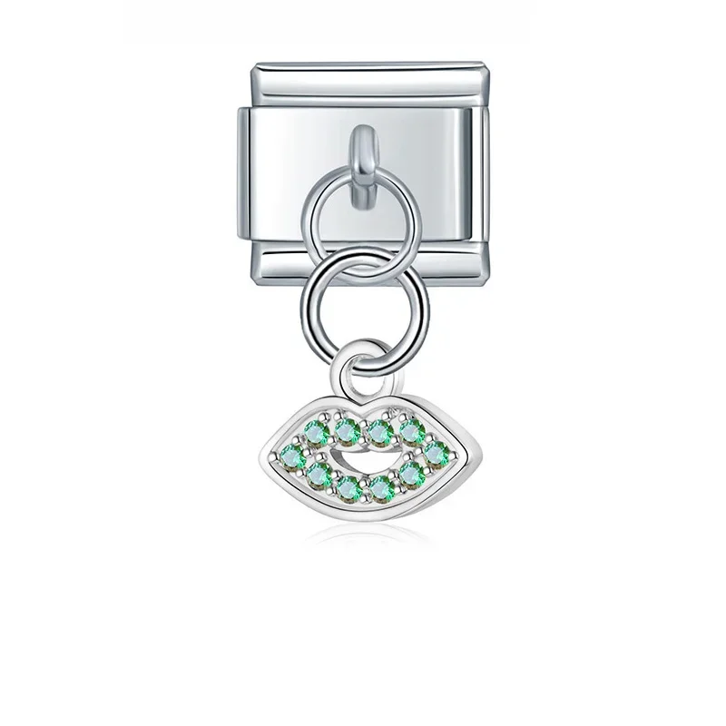 Crystal Eye, Hamsa and Lips Dangle Italian Charms - Image 14