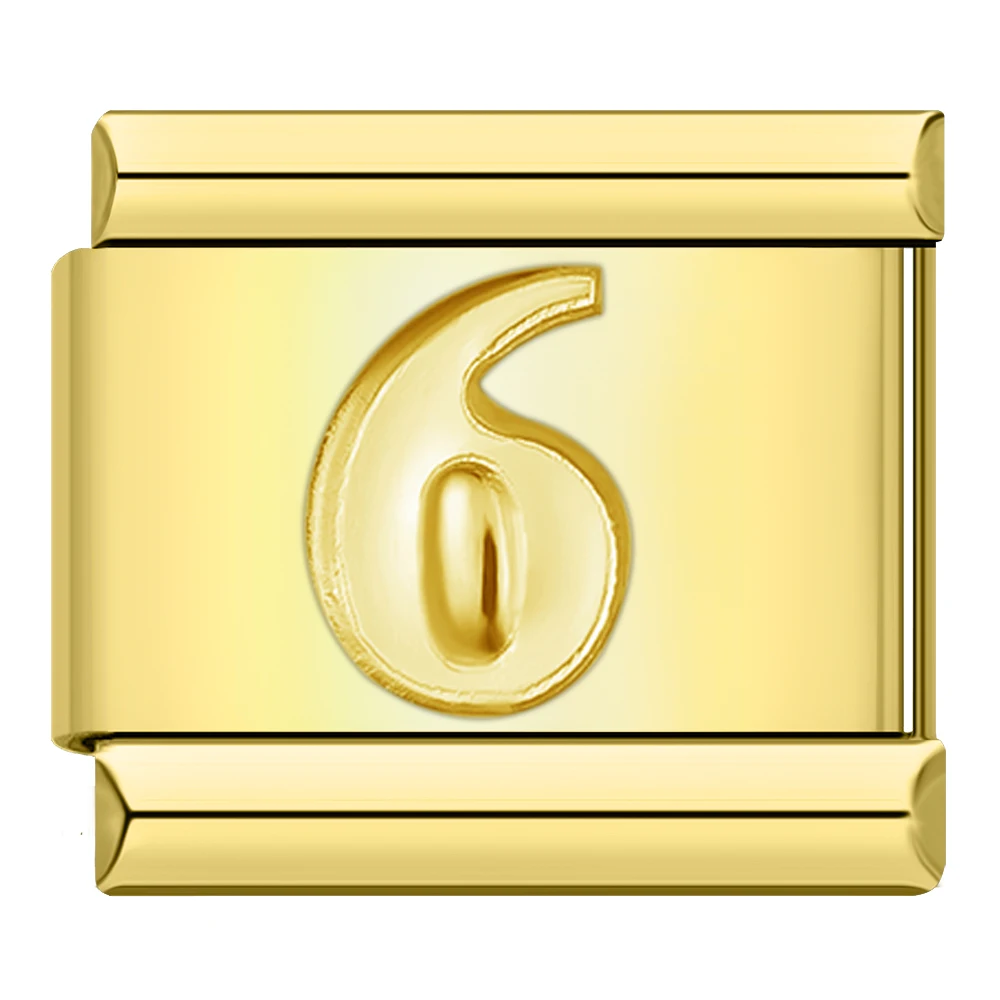 Gold Number Italian Charms 0 to 9 - Image 13