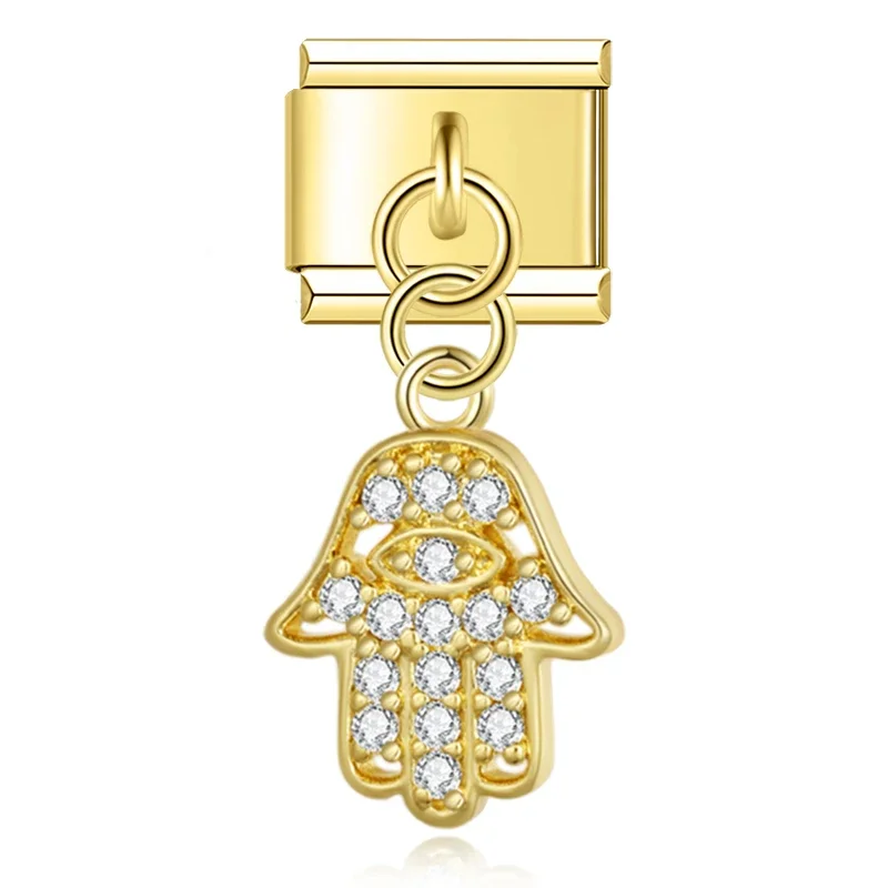 Gold Crystal Dangle Italian Charms - Image 11