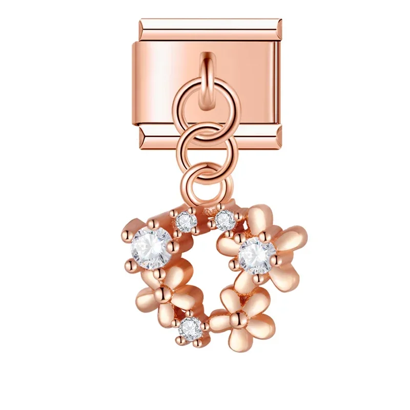 Crystal Compass and Flower Dangle Italian Charms - Image 7