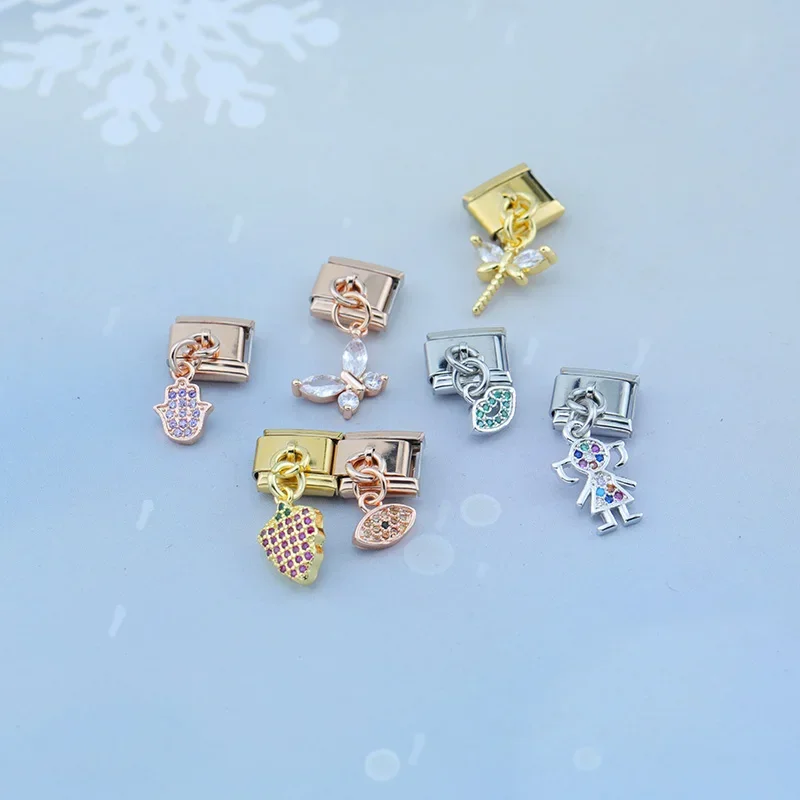 Crystal Fruit and Mushroom Dangle Italian Charms - Image 3