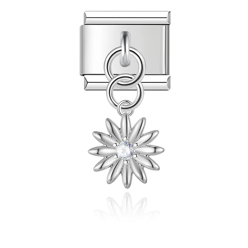 Crystal Flower Dangle Italian Charms - Image 5